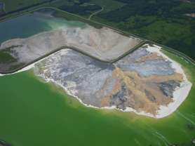 Colourful tailings pond. 
